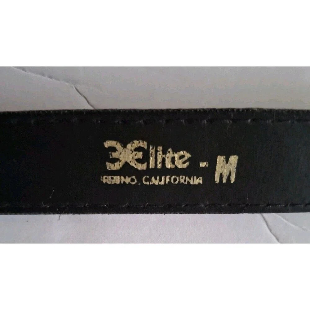 Vtg Artisanal Belt Elite Fresno California Medium Brass Buckle Boho Southwestern